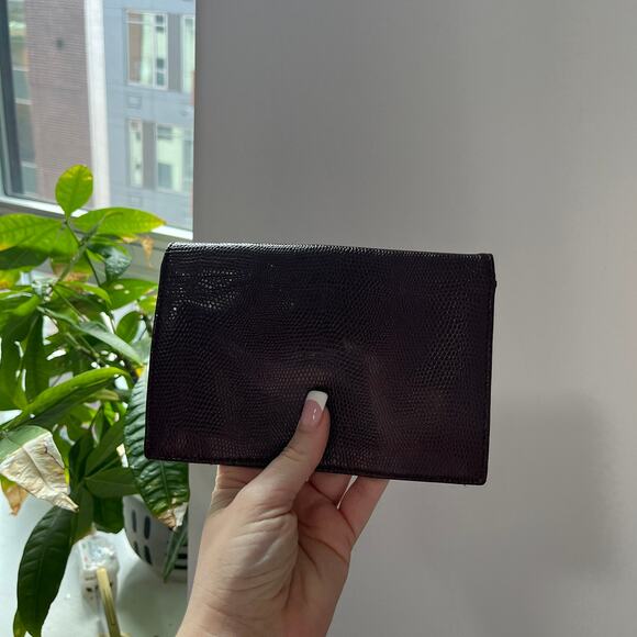 Diane Von Furstenberg Maroon Red Leather Clutch - Picture 3 of 4